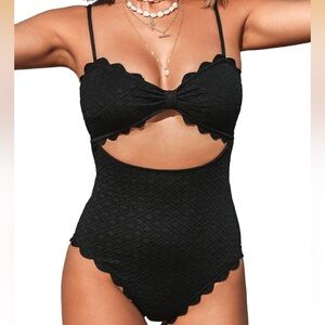 Cupshe Black Scalloped One Piece Swimsuit
